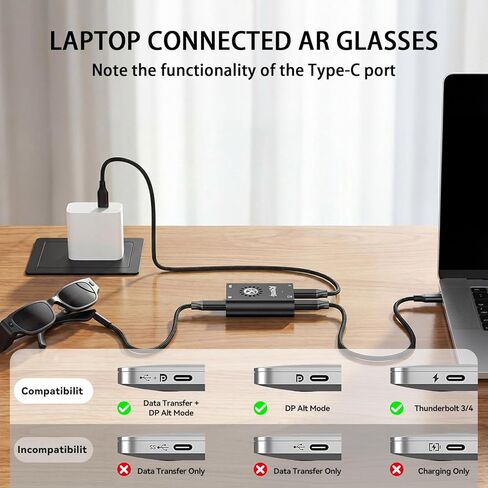 محول طاقة مزدوج العرض USB C إلى HDMI وUSB C إلى نظارات Xreal/Viture/RayNeo AR أو شاشات HDMI/Type C أثناء الشحن لجهاز Steam Deck، وROG Ally، وSwitch، ومتوافق مع 4K 144 هرتز|مروحة تبريد مدمجة in Kuwait