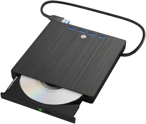 7-in-1 Multi Function USB-C Portable External CD DVD Drive and USB 3.0 Hub Compatible with Laptops in Saudi Arabia