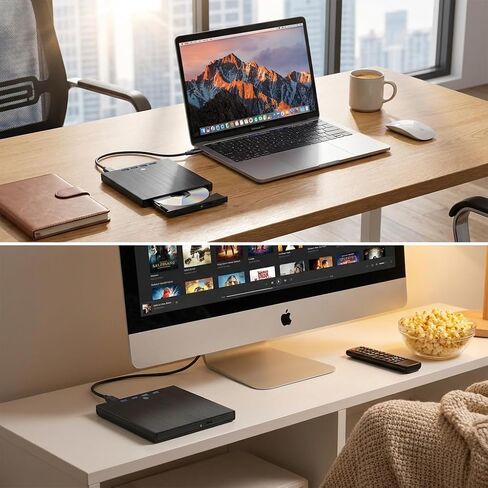 7-in-1 Multi Function USB-C Portable External CD DVD Drive and USB 3.0 Hub Compatible with Laptops in Saudi Arabia