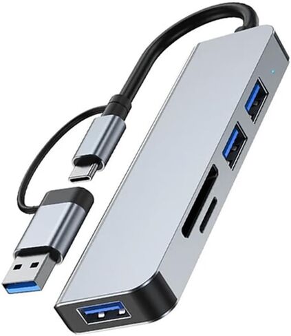 4-in-1 USB-C Hub Multi-Port Adapter with 1 USB-A 3.0 5Gbps Port and 3 USB-A 2.0 High-Speed Data Ports, Aluminum Docking Splitter, Compatible with Laptops and Desktops in Saudi Arabia
