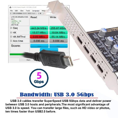 NFHK 5Gbps USB3.1 Gen1 USB-C أنثى أربعة منافذ إلى PCI-E 1x محول بطاقة uPD720201 مع قوس منخفض المستوى in Saudi Arabia