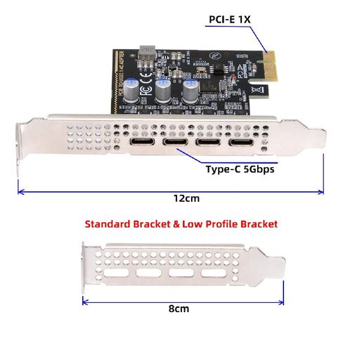 NFHK 5Gbps USB3.1 Gen1 USB-C أنثى أربعة منافذ إلى PCI-E 1x محول بطاقة uPD720201 مع قوس منخفض المستوى in Saudi Arabia