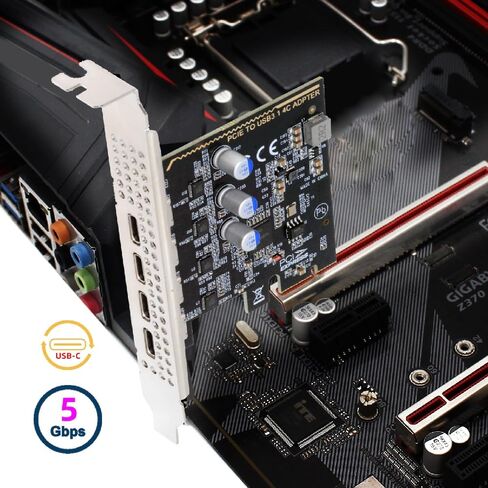 NFHK 5Gbps USB3.1 Gen1 USB-C أنثى أربعة منافذ إلى PCI-E 1x محول بطاقة uPD720201 مع قوس منخفض المستوى in Saudi Arabia