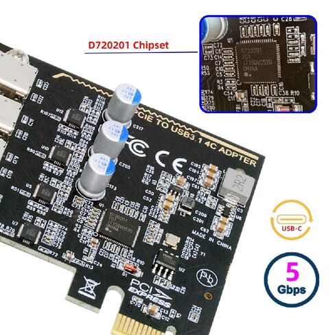 NFHK 5Gbps USB3.1 Gen1 USB-C أنثى أربعة منافذ إلى PCI-E 1x محول بطاقة uPD720201 مع قوس منخفض المستوى in Saudi Arabia