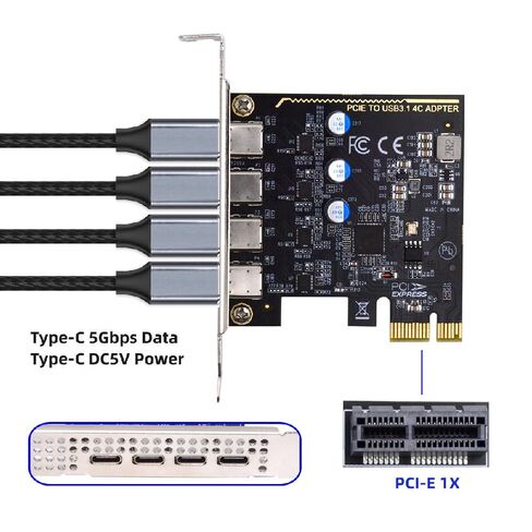 NFHK 5Gbps USB3.1 Gen1 USB-C أنثى أربعة منافذ إلى PCI-E 1x محول بطاقة uPD720201 مع قوس منخفض المستوى in Saudi Arabia
