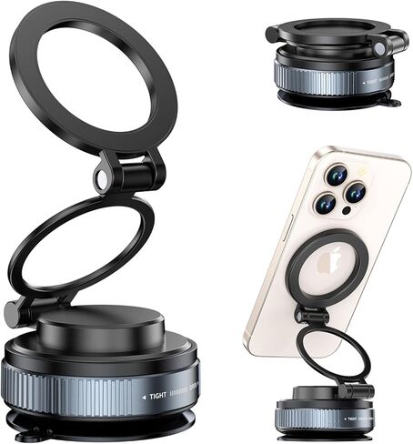 2025 Upgraded Metal 360° Adjustable Vacuum Suction Cup Phone Mount [98LB Suction], Magnetic Phone Holder for Car, Foldable Portable iPhone Holder Magsafe Car Mount in Saudi Arabia