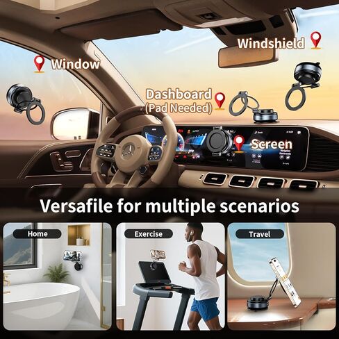 2025 Upgraded Metal 360° Adjustable Vacuum Suction Cup Phone Mount [98LB Suction], Magnetic Phone Holder for Car, Foldable Portable iPhone Holder Magsafe Car Mount in Saudi Arabia
