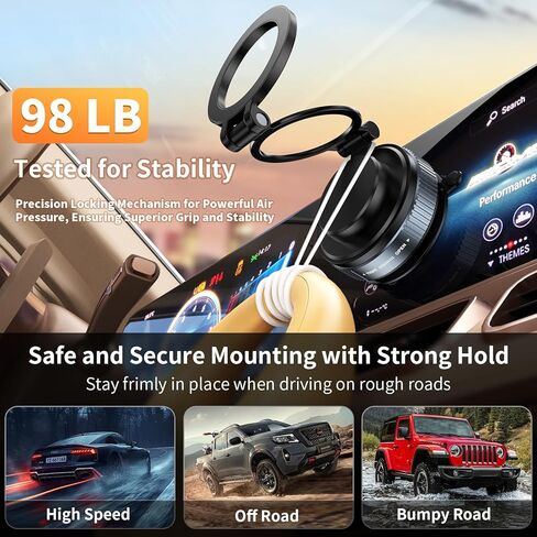 2025 Upgraded Metal 360° Adjustable Vacuum Suction Cup Phone Mount [98LB Suction], Magnetic Phone Holder for Car, Foldable Portable iPhone Holder Magsafe Car Mount in Saudi Arabia