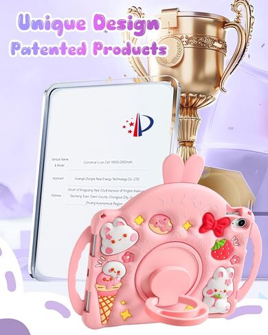 for iPad A16 Case/10th Generation Case - Kids Girls Cute Girly Protective Silicone Rabbit Tablet Cover for iPad 11th 11" 2025/10.9inch 2022 with Shoulder Strap & Rotating Kickstand & Handle in Saudi Arabia