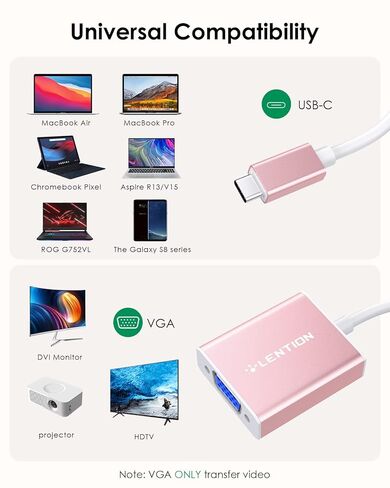 محول USB-C إلى VGA 1080P، ذهبي وردي in Saudi Arabia