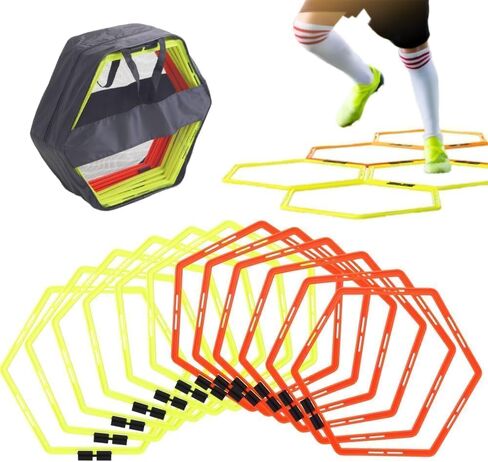 حلقات Japard Hex Agility للتدريب على السرعة وخفة الحركة وتدريبات سرعة القدم وحواجز السرعة مع حقيبة حمل in Saudi Arabia
