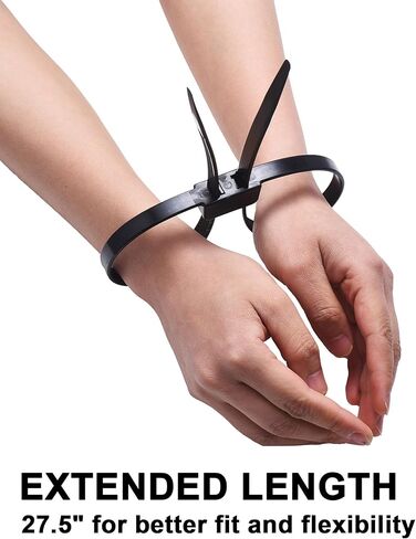MGTECH 50 Pcs Zip Tie Handcuffs, Heavy Duty Double Locking Zip Ties Hand Cuffs Restraint, Police Nylon Flex Cuffs Law Enforcement, 27.5" Long, 250 Lbs Tensile Strength, Black in Saudi Arabia