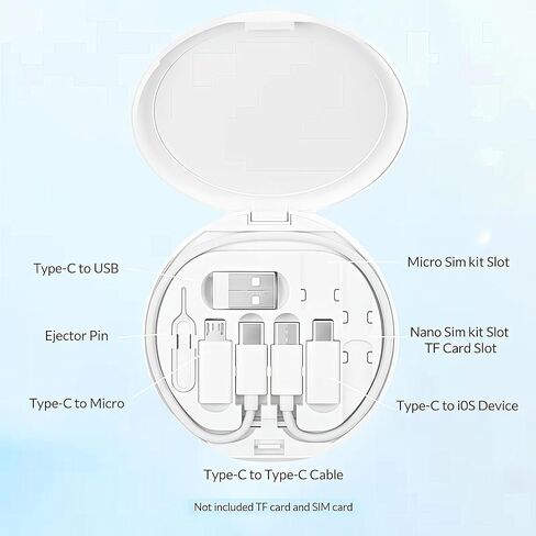 1PC 5-in-1 Multifunctional Charging Kit 60W PD Fast Charge Cable Organizer Box with Memory Card Slot for Travel, Home, Office, Black in Saudi Arabia