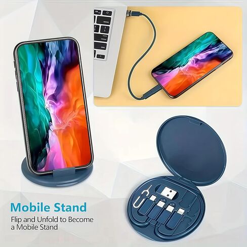 1PC 5-in-1 Multifunctional Charging Kit 60W PD Fast Charge Cable Organizer Box with Memory Card Slot for Travel, Home, Office, Black in Saudi Arabia