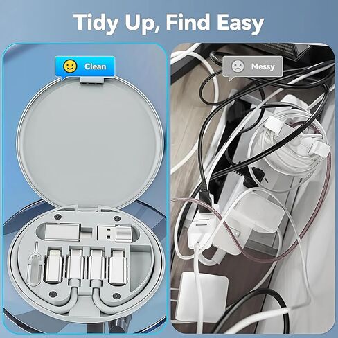 1PC 5-in-1 Multifunctional Charging Kit 60W PD Fast Charge Cable Organizer Box with Memory Card Slot for Travel, Home, Office, Black in Saudi Arabia