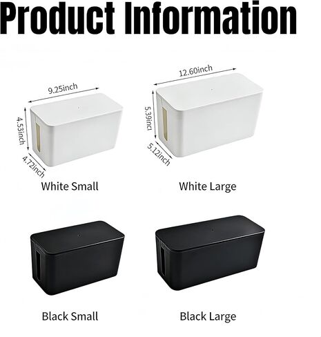 1Large+1Small Cable Organizer Set-2-Piece Home Office Desk Wire Management Storage Box,Cable Storage Box(Bamboo lid/Black) in Saudi Arabia