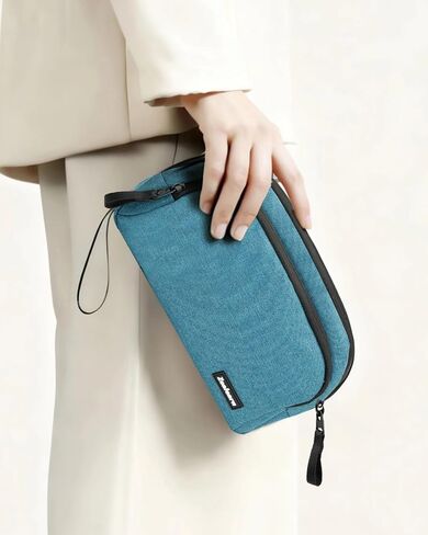 Portable Electronics Organizer Travel Case, Double Layers Tech Organizer, All-in-One Charger Storage Bag for Charging Cable, USB Cord, Charger, Power Bank, Flash Drive, Blue in Kuwait