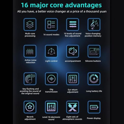 EBTOOLS 16 Voice Modes Voice Changer, Adjustable Pitch Sound Card with 8 Built in Sound Effects, KTV Mode for iOS PC Gaming Live Streaming in Saudi Arabia