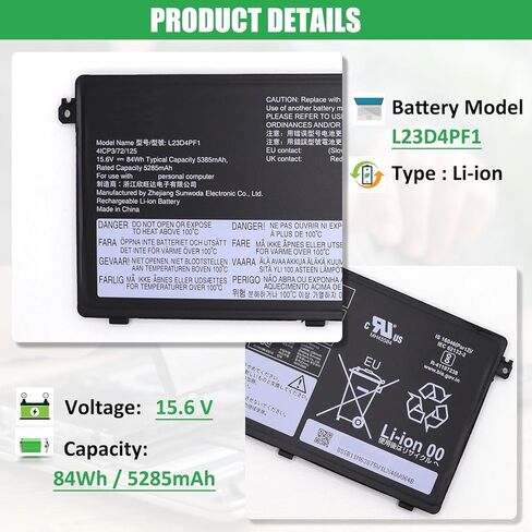 L23D4PF1 L23M4PF1 Laptop Battery Replacement for Lenovo IdeaPad Pro 5-14IMH9 5-14AHP9 5-16IMH9 5-16AHP9 Yoga Pro 9-16IMH9 Yoga Pro 7-14IAH10 Series L23B4PF1 L23X4PF1 15.6V 84Wh 5835mAh in Saudi Arabia