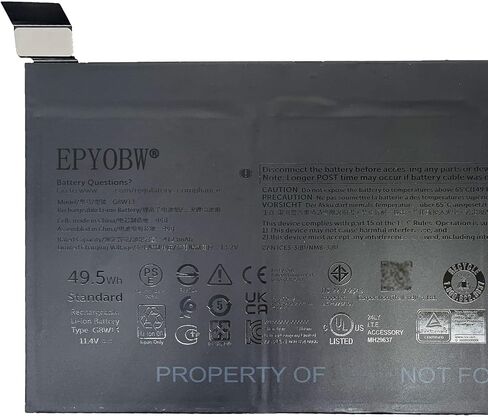 G8W13 Laptop Battery 49.5Wh 4123mAh 3-Cell 11.4V Compatible with Dell XPS 13 9315 2-in-1 Series 07HFP9 in Saudi Arabia
