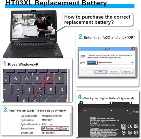 بطارية الكمبيوتر المحمول HT03XL L11119-855 لـ HP Pavilion 15-CS 15-DA 15-DB 15-DW 17-by 17-CA 14-CE 14-CF 14-DF Series 15-CS0053CL 15-DW0033NR 15-DA0014DX L11421-542 L11421-2C2 HSTNN-UB7J HSTNN-DB8R الكمبيوتر in Kuwait