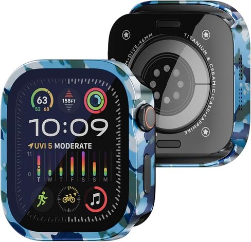 غطاء معدني لساعة Apple متوافق مع Apple Watch Ultra 3/2/1 49 مم، جراب مدمج من الزجاج المقوى 9H، جراب واقٍ متين بحافة مستقيمة لساعة Apple مع غطاء خلفي وواقي شاشة in Kuwait