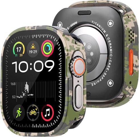 for 49mm Apple Watch Ultra 3/2/1 Bumper Case with Screen Protector Tempered Glass, and Ceramic Like Back Cover for iWatch, Straight Edge Ultra Thin Lightweight Protective Cover in Saudi Arabia