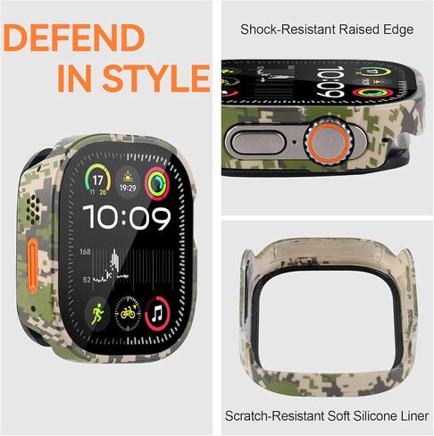 for 49mm Apple Watch Ultra 3/2/1 Bumper Case with Screen Protector Tempered Glass, and Ceramic Like Back Cover for iWatch, Straight Edge Ultra Thin Lightweight Protective Cover in Saudi Arabia