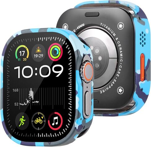 for 49mm Apple Watch Ultra 3/2/1 Bumper Case with Screen Protector Tempered Glass, and Ceramic Like Back Cover for iWatch, Straight Edge Ultra Thin Lightweight Protective Cover in Saudi Arabia