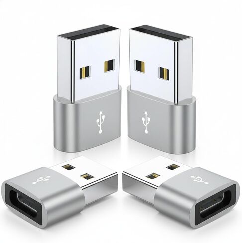 USB C to USB Adapter 4Pack, Universal USBC Female to A Male Converter for Car Charger, iWatch Ultra 3/11/10, Galaxy S25 (Grey) in Saudi Arabia