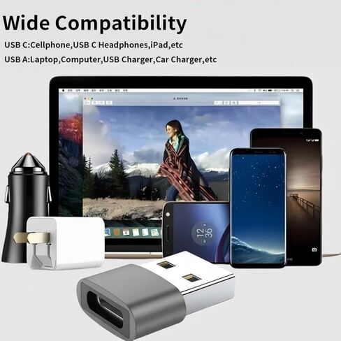USB C to USB Adapter 4Pack, Universal USBC Female to A Male Converter for Car Charger, iWatch Ultra 3/11/10, Galaxy S25 (Grey) in Saudi Arabia