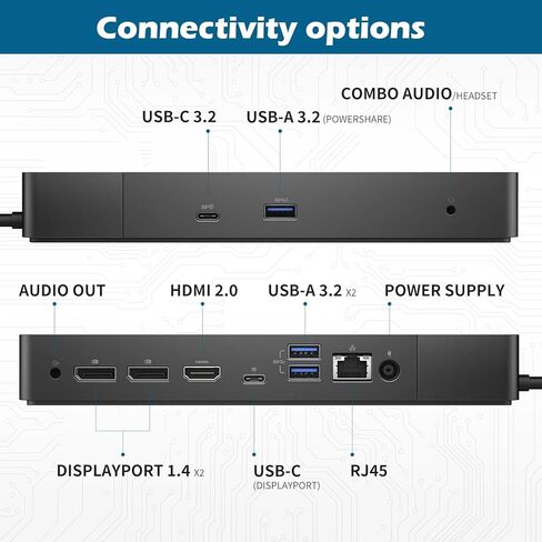 قاعدة إرساء Dell WD19DC، قاعدة توصيل الأداء WD19DC، مع محول طاقة 240 وات + توصيل طاقة 210 وات in Kuwait