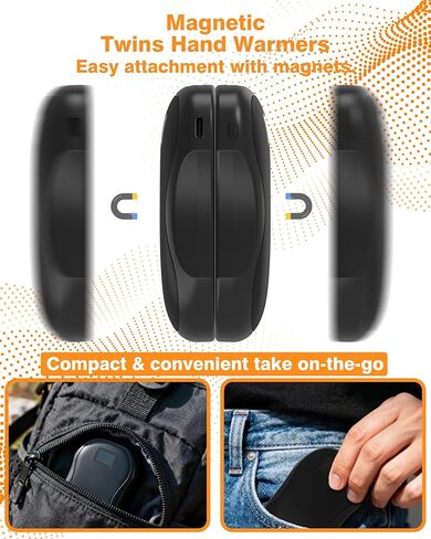 AI Hand Warmers Rechargeable 2 Pack,Portable Digital Display Pocket Electric hot Hands,Magnetic Battery Powered Heater. Outdoor, Golf, Hunting, Camping Accessories, Gifts in Saudi Arabia