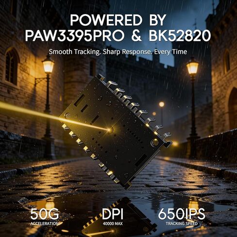 ATTACK SHARK MAMBASNAKE M2 Wireless Gaming Mouse,41g Ultra-Lightweight Carbon Fiber Mouse,40,000 DPI,PAW3395PRO Sensor,Wired/BT/2.4GHz Wireless Programmable Mice for Mac/PC Gamer(Black) in Kuwait