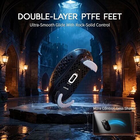 ATTACK SHARK MAMBASNAKE M2 Wireless Gaming Mouse,41g Ultra-Lightweight Carbon Fiber Mouse,40,000 DPI,PAW3395PRO Sensor,Wired/BT/2.4GHz Wireless Programmable Mice for Mac/PC Gamer(Black) in Kuwait