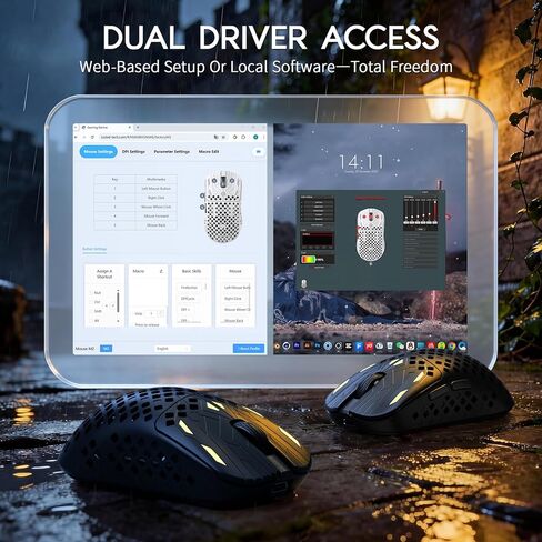 ATTACK SHARK MAMBASNAKE M2 Wireless Gaming Mouse,41g Ultra-Lightweight Carbon Fiber Mouse,40,000 DPI,PAW3395PRO Sensor,Wired/BT/2.4GHz Wireless Programmable Mice for Mac/PC Gamer(Black) in Kuwait