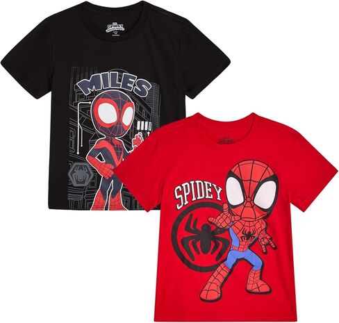 Marvel Spiderman Boys Graphic Tees - 2 Pack The Amazing Spider-Man & Friends Short Sleeve and Long Sleeve Boys Shirts (2T-16) in Saudi Arabia