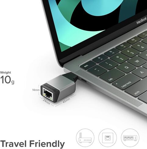 محول ALOGIC USB C إلى Gigabit Ethernet Mini، منفذ RJ45، يدعم اتصالات الشبكة 10/100/1000 ميجابت في الثانية in Saudi Arabia