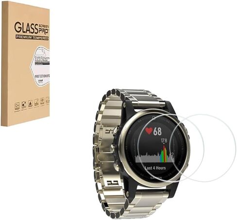 Screen Protector for Garmin Fenix 5S Tempered Glass Film, 9H Hardness,Anti-Scratch,High Definition,Bubble Free (2 pcs) in Kuwait