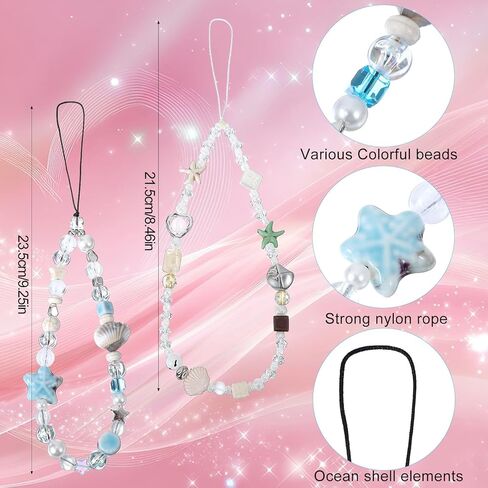 2PCS Beaded Phone Wrist Strap, Aesthetic Y2K Phone Charm for Women Cute Camera Charm Strap with Pearl Chain Universal for Cellphone Bag Keychain Decor in Saudi Arabia
