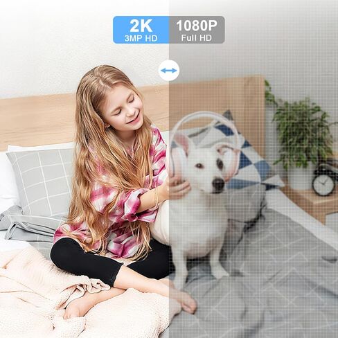 كاميرا داخلية - كاميرا واي فاي 5G&2.4G لأمان المنزل، كاميرات أمان 2K لمراقبة الكلاب/الحيوانات الأليفة/الأطفال، مقلاة/إمالة 360 درجة، صوت ثنائي الاتجاه، تتبع حركة الذكاء الاصطناعي، تسجيل 24/7، تنبيه 911، رؤية ليلية ملونة (قطعتان) in Kuwait