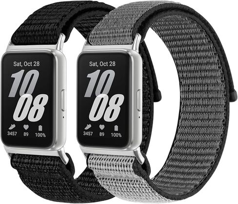 قطعتان من سوار الساعة المصنوع من النايلون المتوافق مع هاتف Samsung Galaxy Fit 3، سوار معصم بديل من النايلون الرياضي الناعم القابل للتنفس لساعة Galaxy Fit3 SM-R390 للنساء والرجال in Kuwait