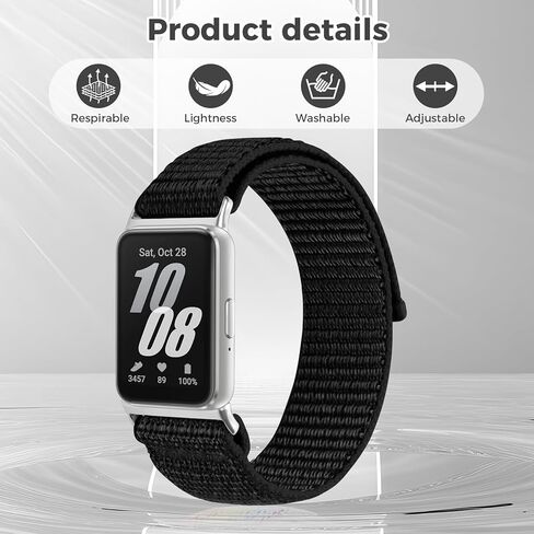 قطعتان من سوار الساعة المصنوع من النايلون المتوافق مع هاتف Samsung Galaxy Fit 3، سوار معصم بديل من النايلون الرياضي الناعم القابل للتنفس لساعة Galaxy Fit3 SM-R390 للنساء والرجال in Kuwait