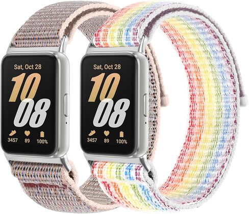 قطعتان من سوار الساعة المصنوع من النايلون المتوافق مع هاتف Samsung Galaxy Fit 3، سوار معصم بديل من النايلون الرياضي الناعم القابل للتنفس لساعة Galaxy Fit3 SM-R390 للنساء والرجال in Kuwait