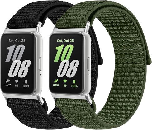 قطعتان من سوار الساعة المصنوع من النايلون المتوافق مع هاتف Samsung Galaxy Fit 3، سوار معصم بديل من النايلون الرياضي الناعم القابل للتنفس لساعة Galaxy Fit3 SM-R390 للنساء والرجال in Kuwait