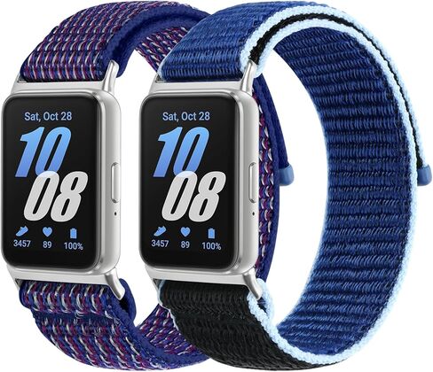قطعتان من سوار الساعة المصنوع من النايلون المتوافق مع هاتف Samsung Galaxy Fit 3، سوار معصم بديل من النايلون الرياضي الناعم القابل للتنفس لساعة Galaxy Fit3 SM-R390 للنساء والرجال in Kuwait