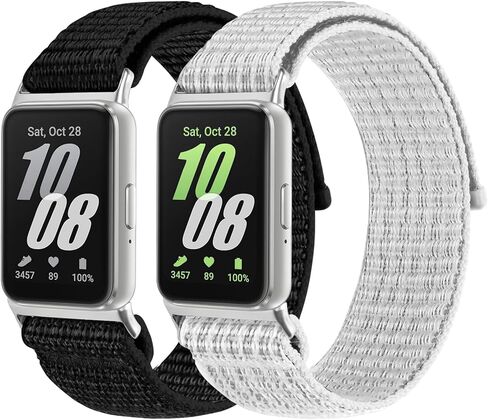 قطعتان من سوار الساعة المصنوع من النايلون المتوافق مع هاتف Samsung Galaxy Fit 3، سوار معصم بديل من النايلون الرياضي الناعم القابل للتنفس لساعة Galaxy Fit3 SM-R390 للنساء والرجال in Kuwait