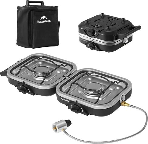 Naturehike 2 Burner Folding Camping Stove, Portable Propane Gas Stove with Carry Bag, 16000 BTU High-Performance Camp Stove with ETL Certification, Adjustable Burners & Piezo Ignition in Saudi Arabia