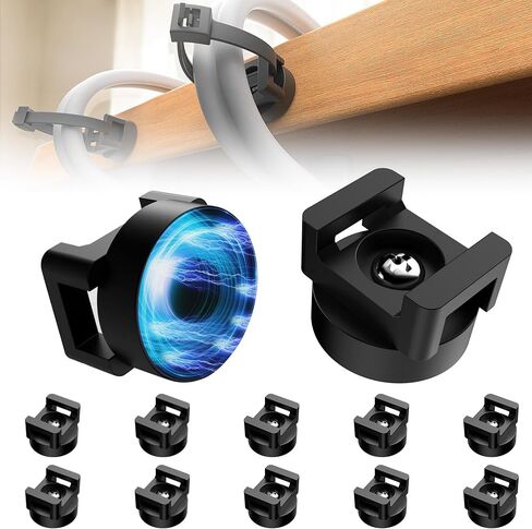 20 قطعة من قاعدة تثبيت بسحاب مغناطيسي، 26 رطل، حامل ربطة عنق مغناطيسي قوي متعدد الأغراض، مشابك ربط كابل مغناطيسي، حامل مشابك إدارة الأسلاك للمنزل والمكتب، منظمة الأسلاك الكهربائية البحرية باللون الأسود in Kuwait