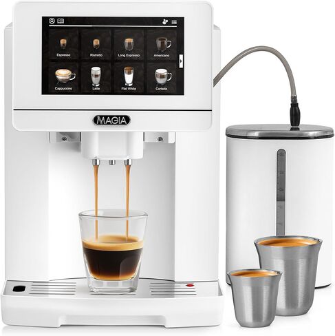 Zulay Magia Super Automatic Espresso Maker Machine with Grinder - 19 Fully Customizable Coffee Options, Auto Cleaning, Milk Foam System - for Latte, Cappuccino, Macchiato - Ultra LUX - White in Saudi Arabia